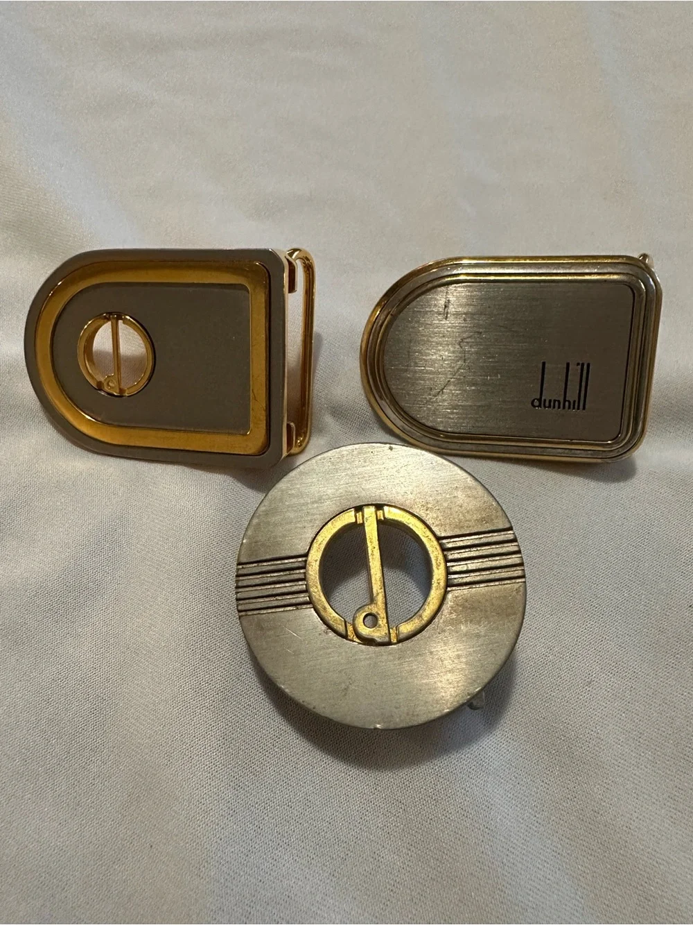 Dunhill Men's Interchangeable Belt Buckle Set of 3 - Gold & Silver Tone